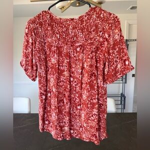 Women's Red Patterned Blouse Fat Face